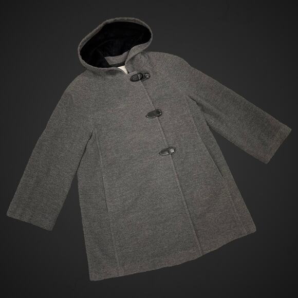 Marisa Minicucci Coat Gray Wool Blend Magnetic Close Swing Jacket Size 6 Hooded - Picture 1 of 15